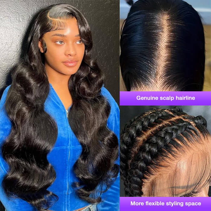 13x4 Lace Front Human Hair Wig, Body Wave Wig Natural Color, 150 Percent Density
