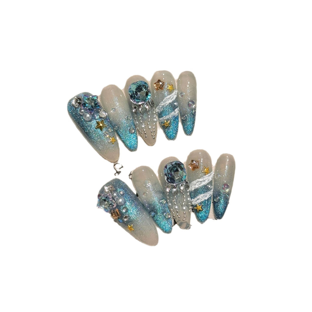 Angel Feather Haze Blue Gray Cat Eye Fairy Shiny Manicure