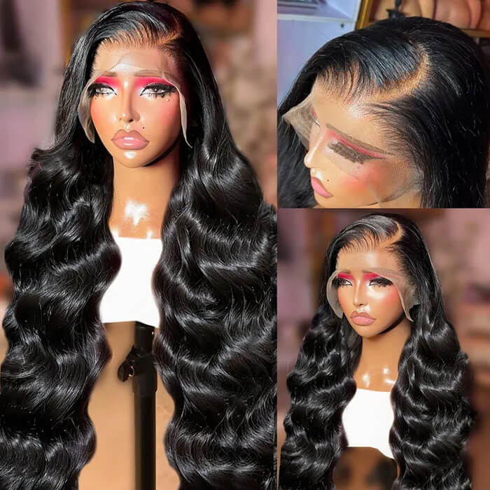 13x4 Lace Front Human Hair Wig, Body Wave Wig Natural Color, 150 Percent Density