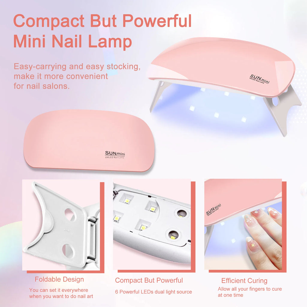 6 PCS Poly Gel Nail Kit With UV Lamp, Nail Brush And Nail Forms Top Base Coat Builder Nails Art Tools