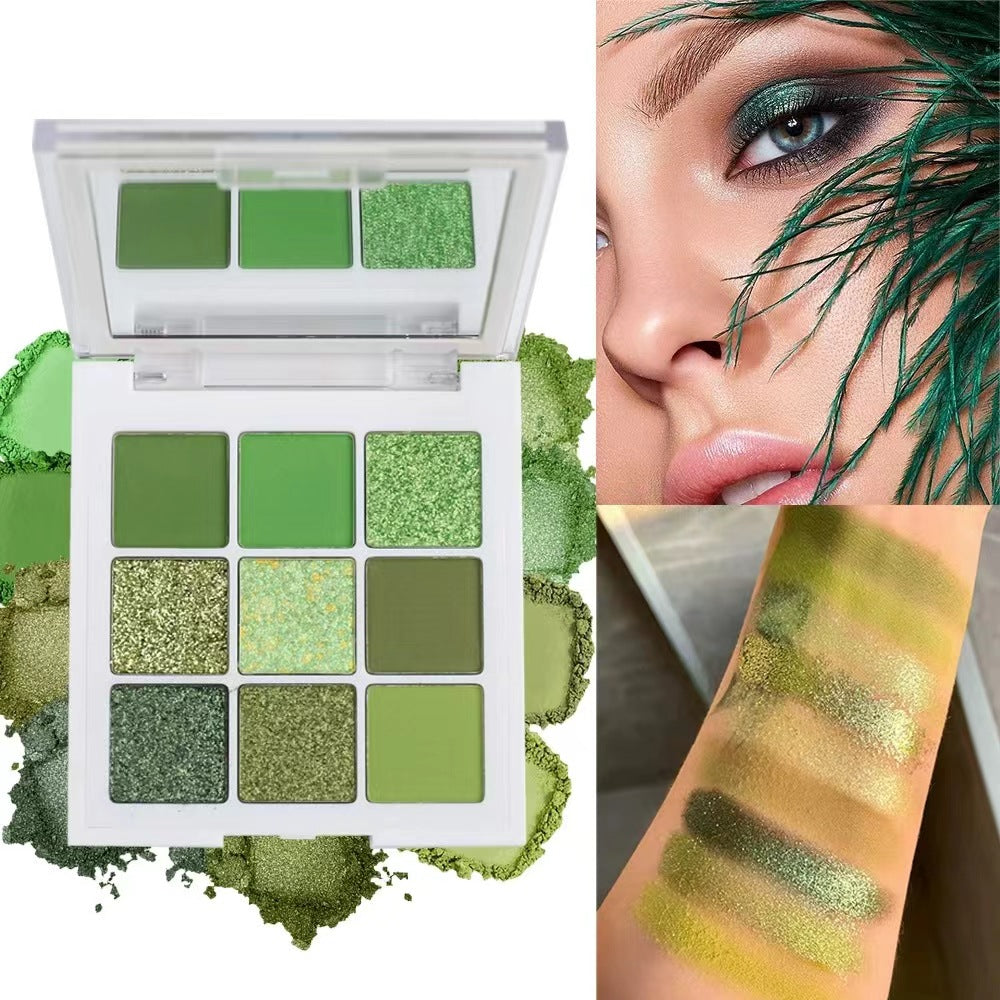 9 Colors Green Eyeshadow Palette, Neutral Matte Shimmer Glitter Eyeshadow Palette For Eye Makeup For Green Eyes