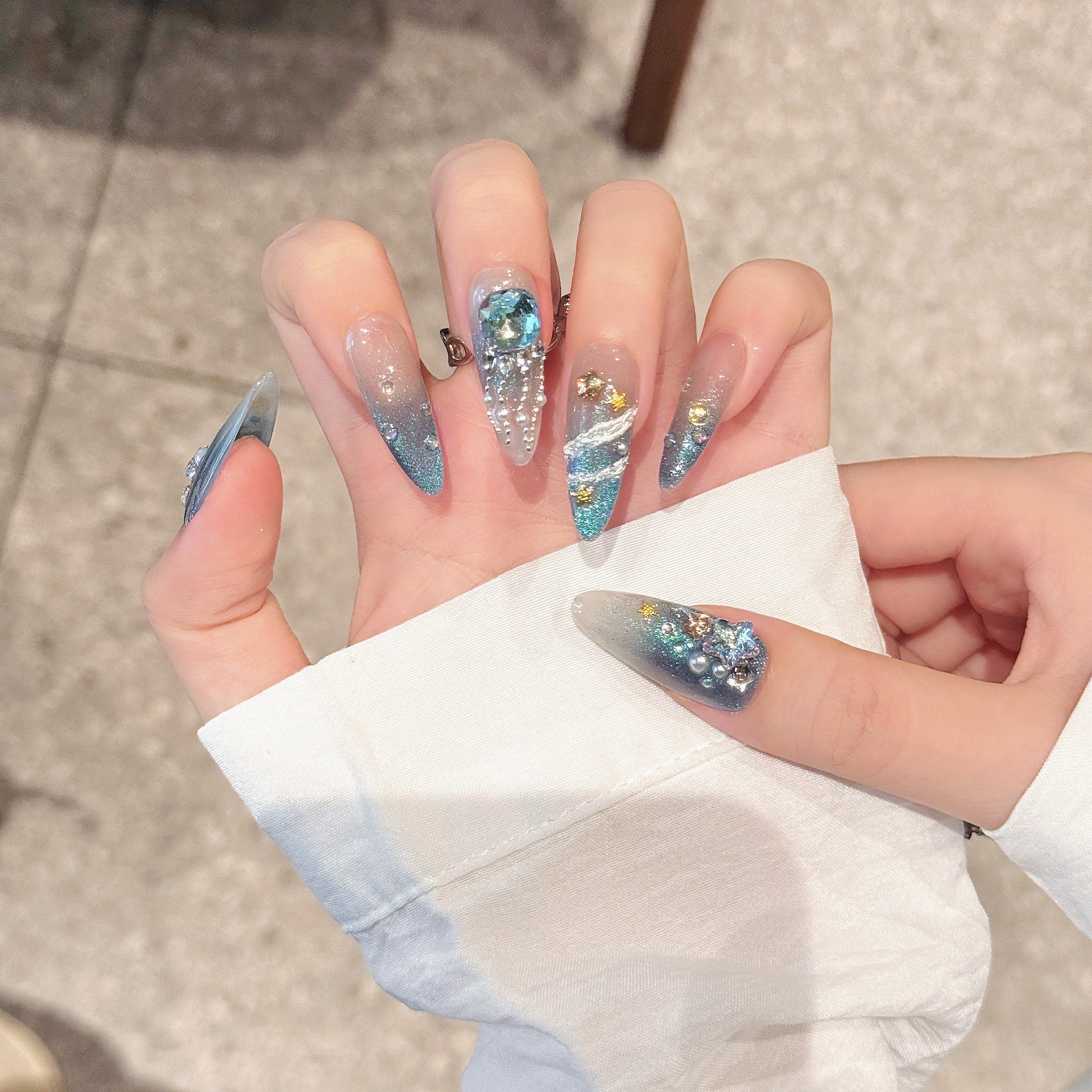 Angel Feather Haze Blue Gray Cat Eye Fairy Shiny Manicure