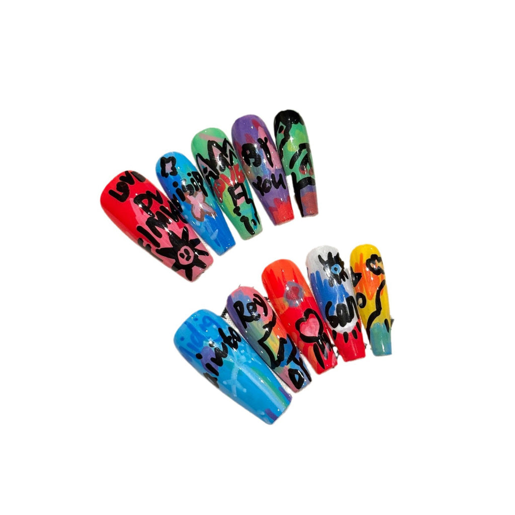 Graffiti Oil Painting Series Removable Fake Nails Wear Armor