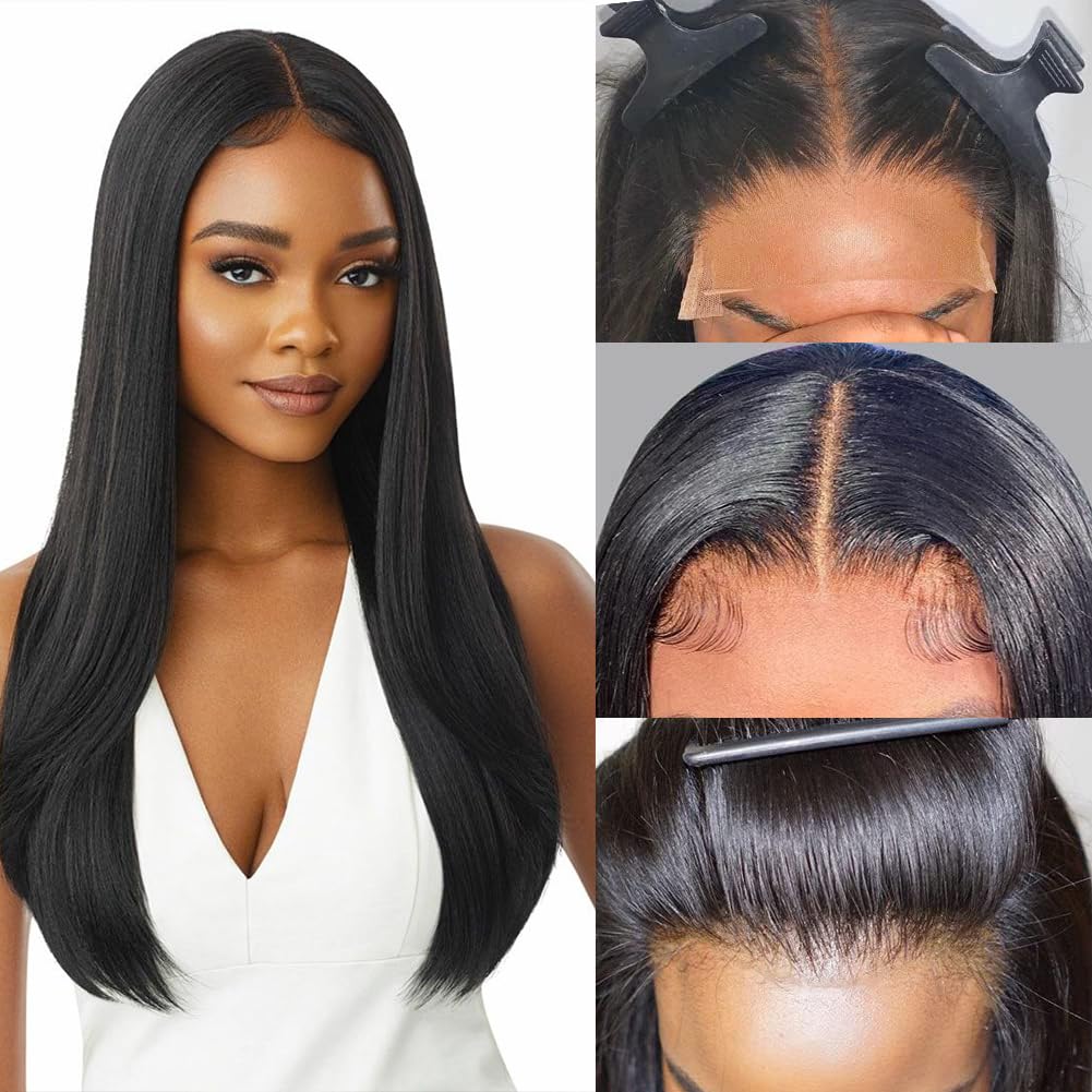 4x4 Lace Closure Human Hair Wig, Straight Wig Natural Color, 150 Percent Density