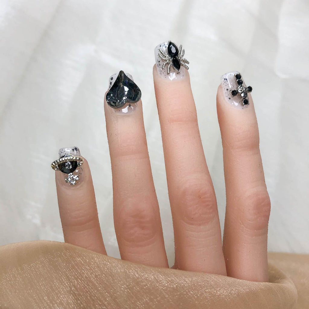 GGDDSHA Press On Nails Short, No Fade Out Fake NailsSeamless Fit Soft Gel Glue On Nails Charms For WomenHandmade Nail Art Manicure Gradient,Midnight Stardust