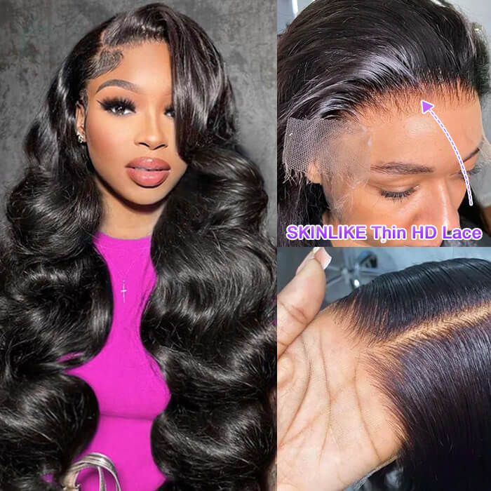 13x4 Lace Front Human Hair Wig, Body Wave Wig Natural Color, 150 Percent Density