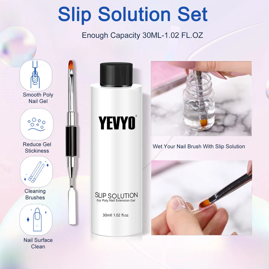 6 PCS Polygel Nail Kit With UV Nail Lamp, Slip Solution, Top Base Coat, Builder Nails Art Tools For Beginners